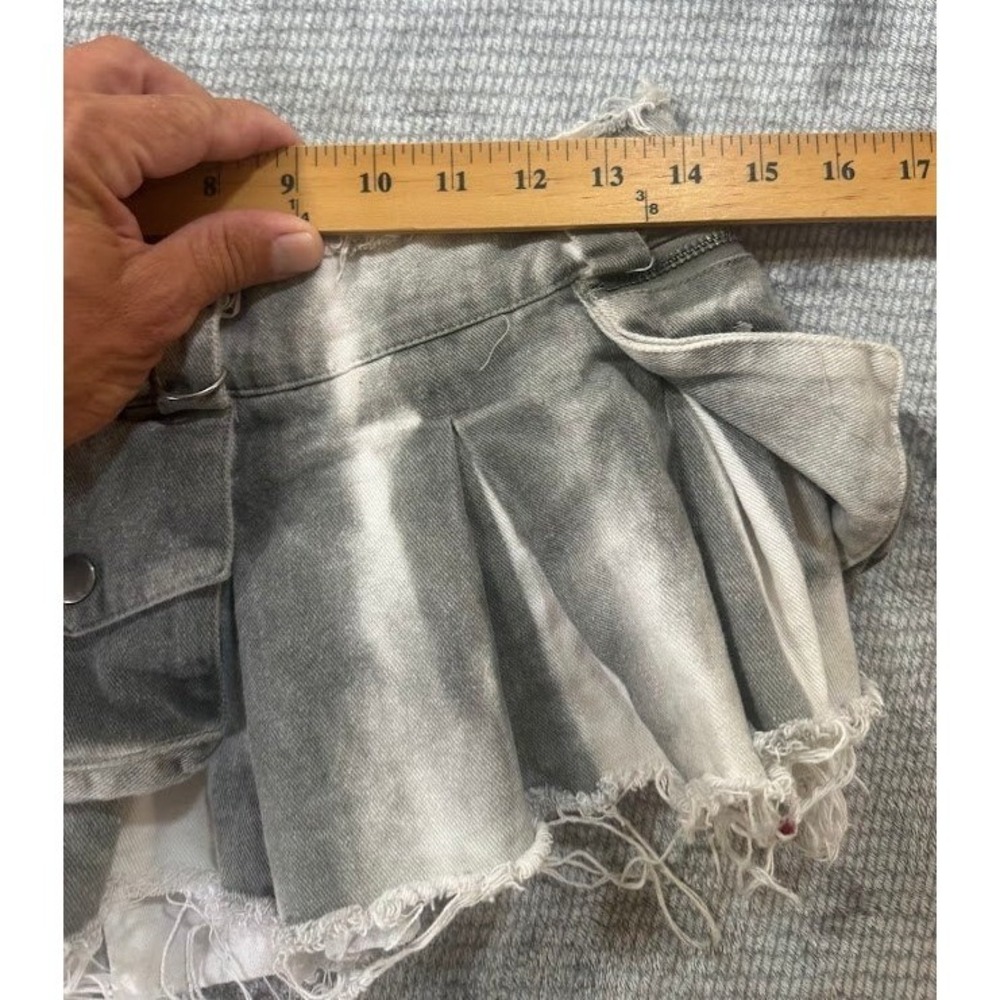Dolls Kill x Slipknot Acid Wash Pleated Cargo Mini Skirt Grey White Small 28X10 - Picture 5 of 6